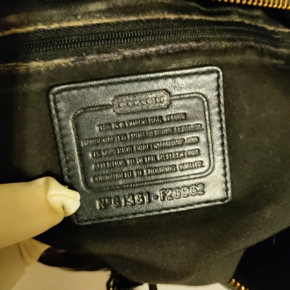 Coach Black Optic C Embossed Patent Leather Large Shoulder Crossbody Bag